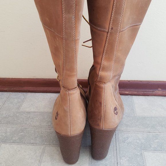 Timberland Zip Up Lace Up High Heel Boots Size 8.5 - Picture 5 of 7